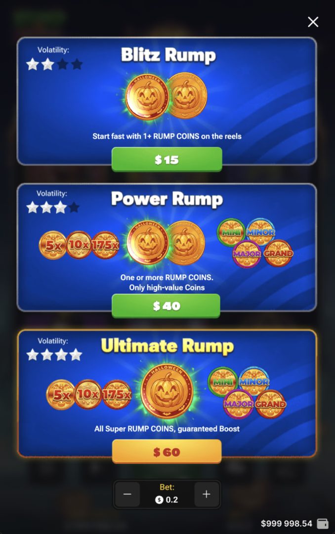 Ceny Blitz, Power i Ultimate Rump w Rump & Halloween na ekranie telefonu