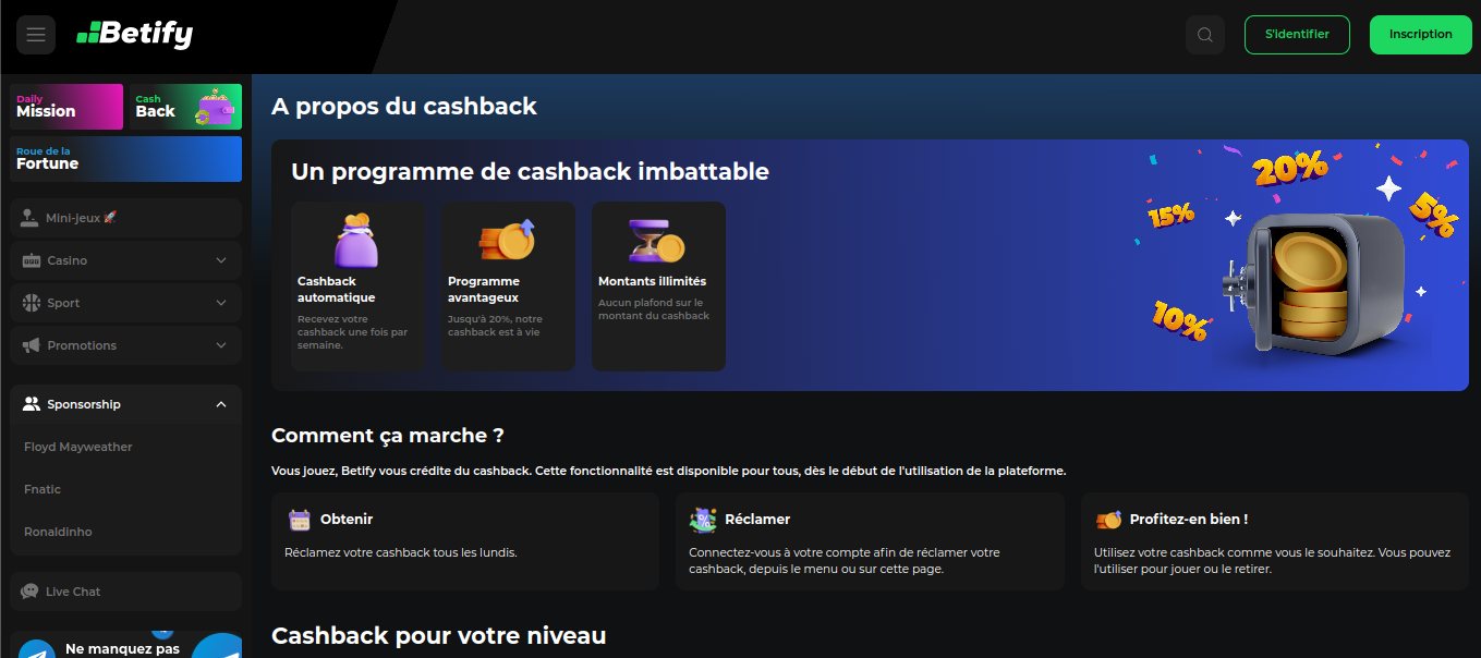 Program cashback co tydzień w Betify
