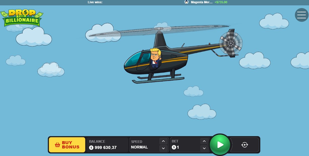 Helikopter na starcie rundy w Drop The Billionaire