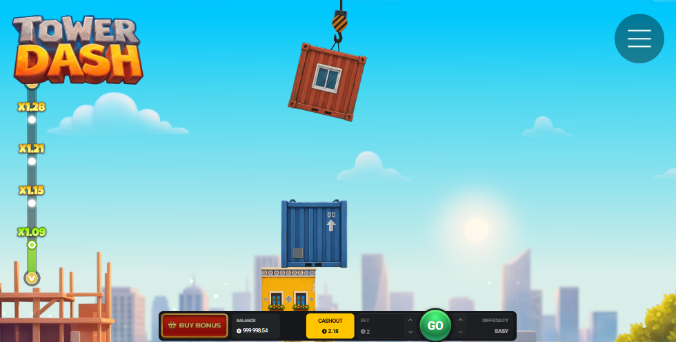 Ekran Tower Dash z dźwigiem i kontenerem