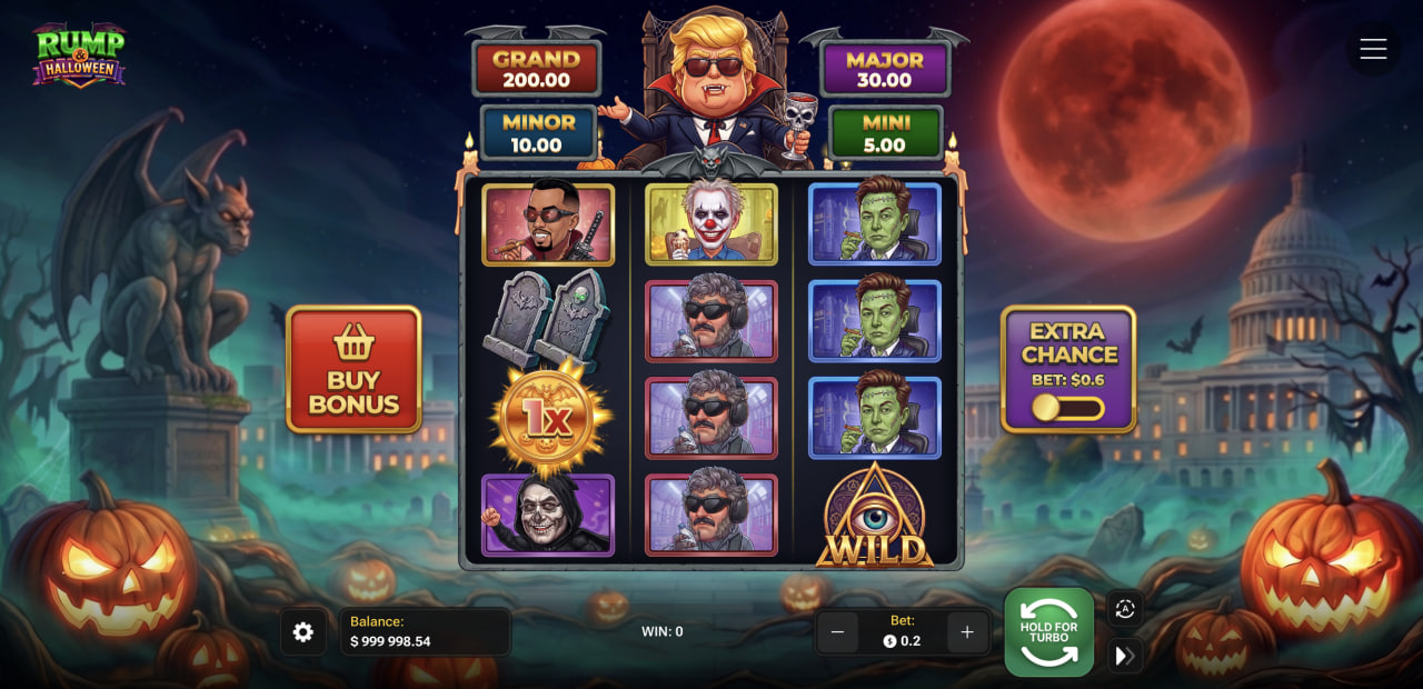 Gra Rump & Halloween z jackpotami Mini, Minor, Major i Grand nad siatką 3x4